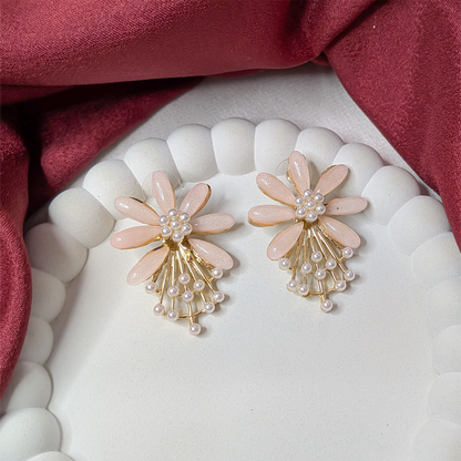 7 PetalFlower Pearl Drop Earrings for Girls & Women