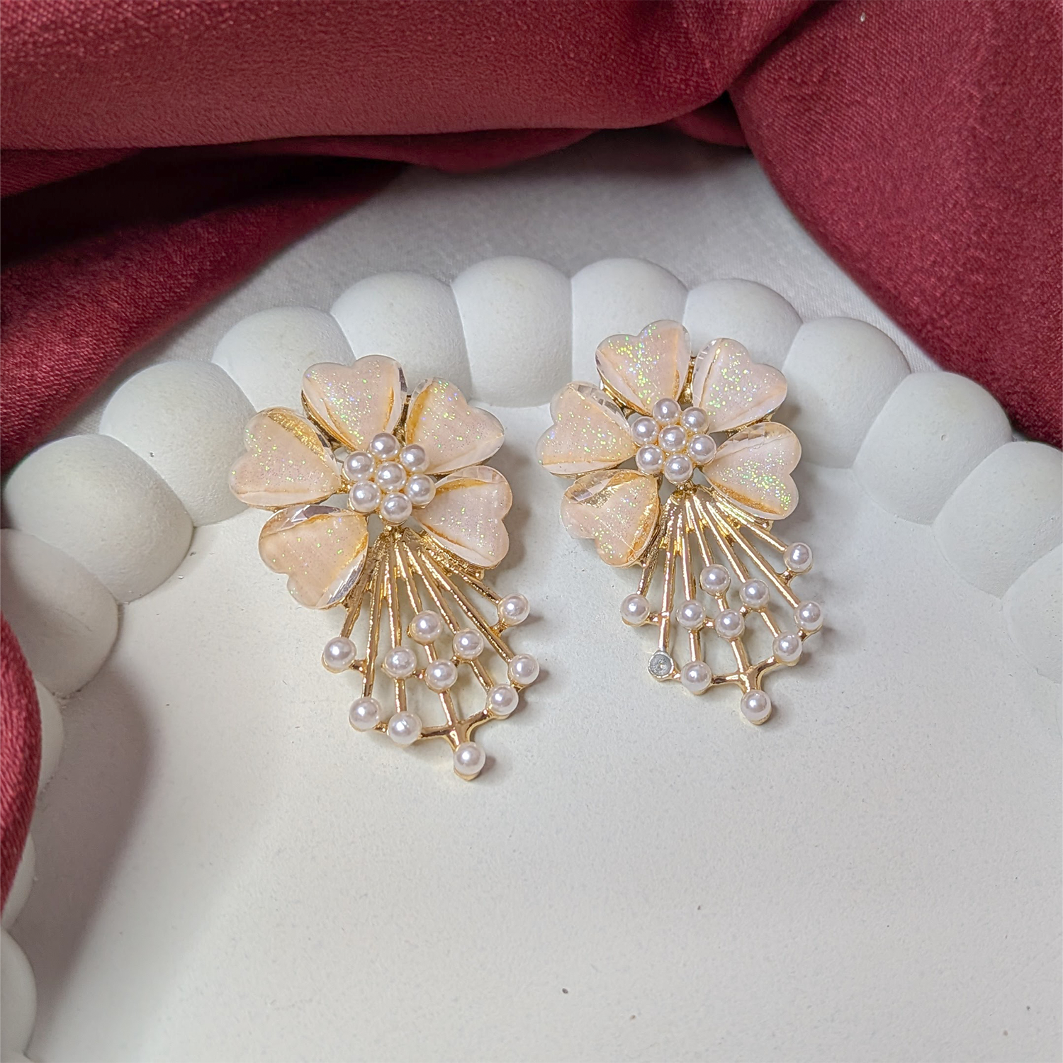 Daisy Flower Pearl Drop Earrings for Girls & Women
