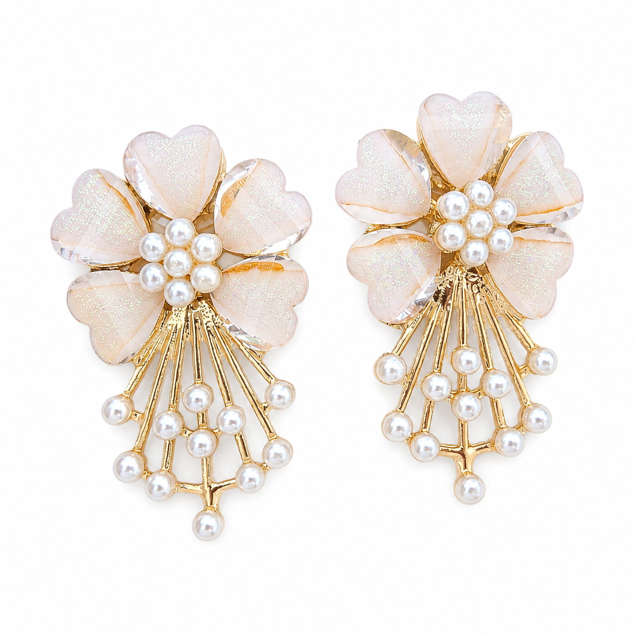 Daisy Flower Pearl Drop Earrings for Girls & Women