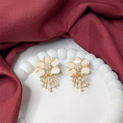 Flower Pearl Drop Earrings for Girls & Women