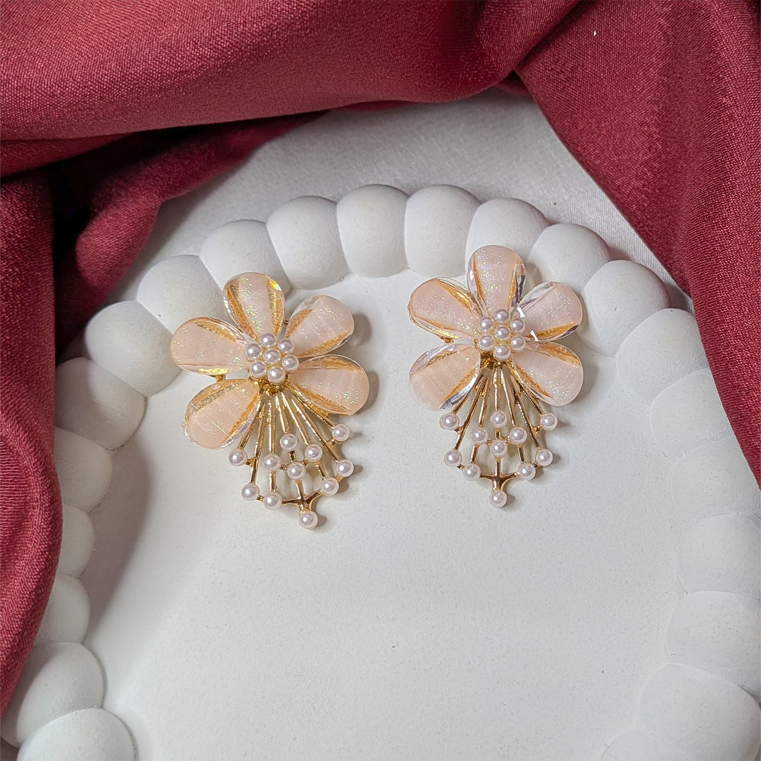 Flower Pearl Drop Earrings for Girls & Women