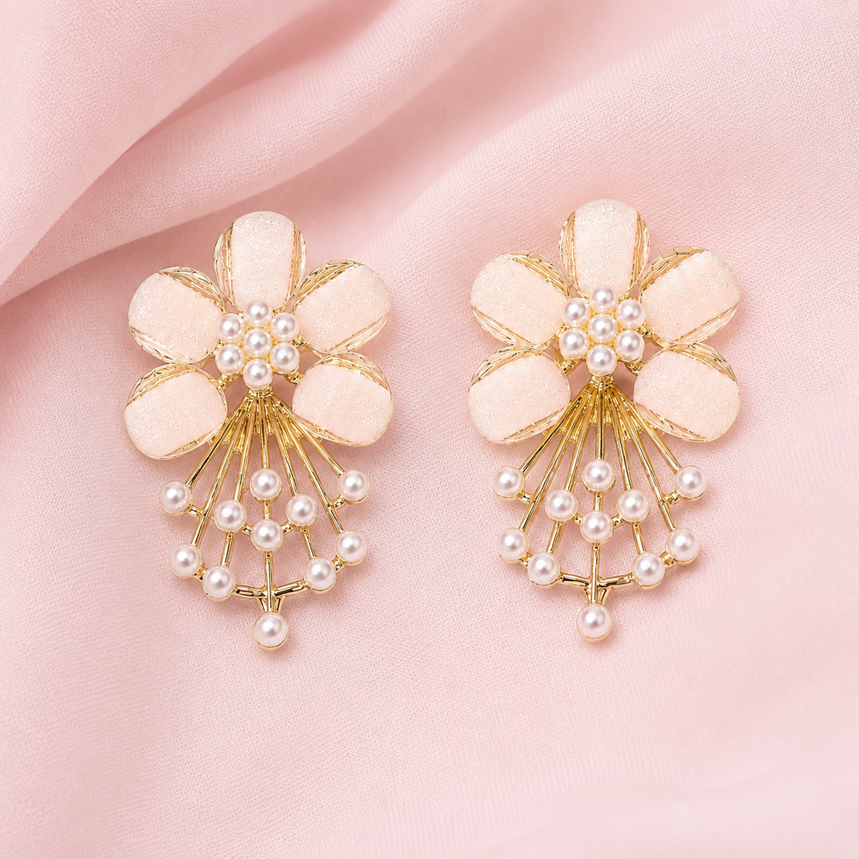 5 PetalFlower Pearl Drop Earrings for Girls & Women