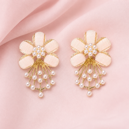 5 PetalFlower Pearl Drop Earrings for Girls & Women