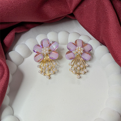 5 PetalFlower Pearl Drop Earrings for Girls & Women
