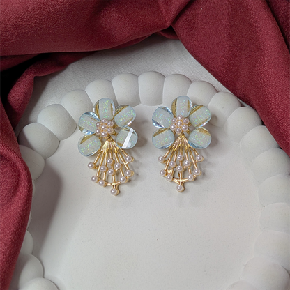 5 PetalFlower Pearl Drop Earrings for Girls & Women