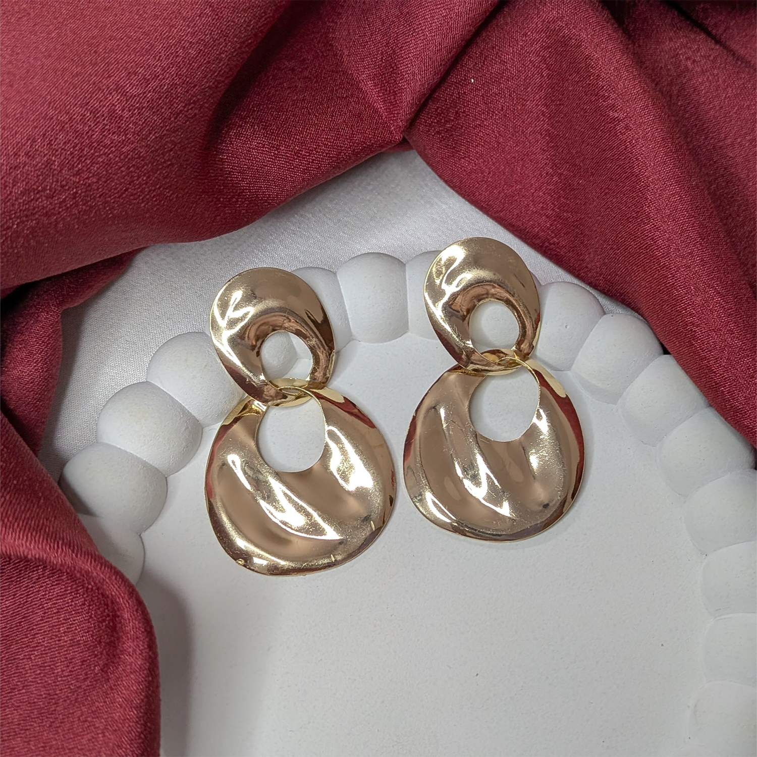 Irregular Double Disc Drop Earrings for Girls & Women