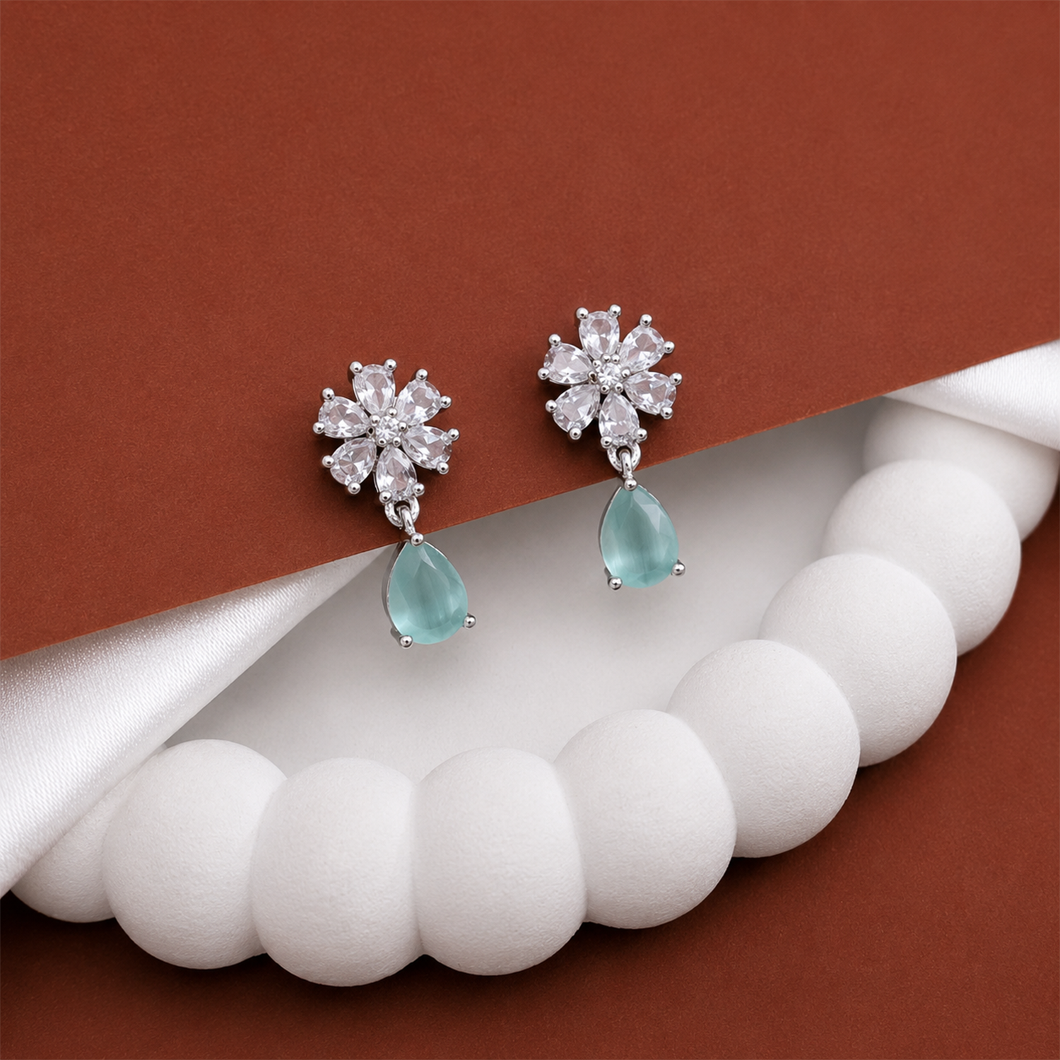 Trendy Elara Teardrop Floral Stud Earrings for Girls & Women's