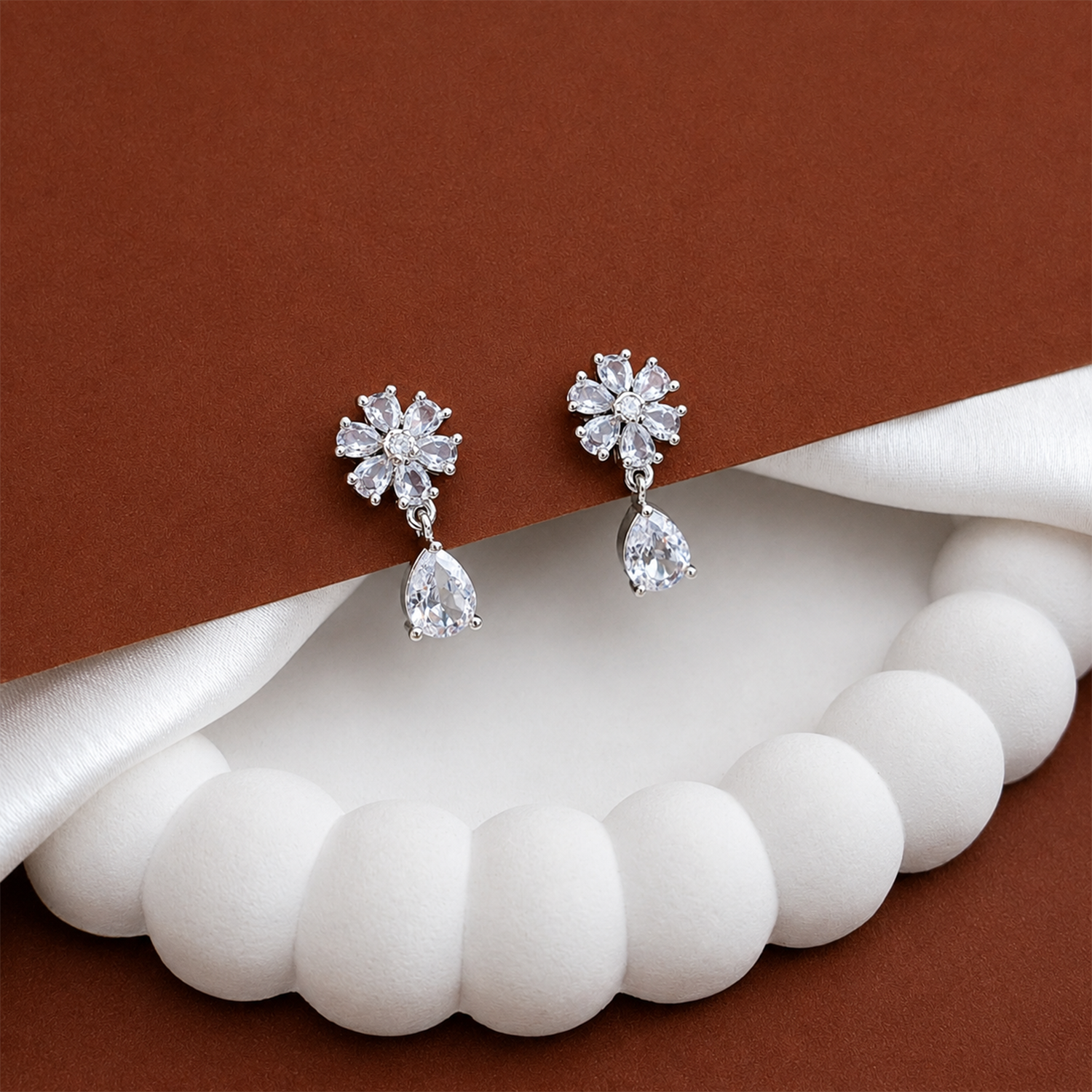 Trendy Elara Teardrop Floral Stud Earrings for Girls & Women's