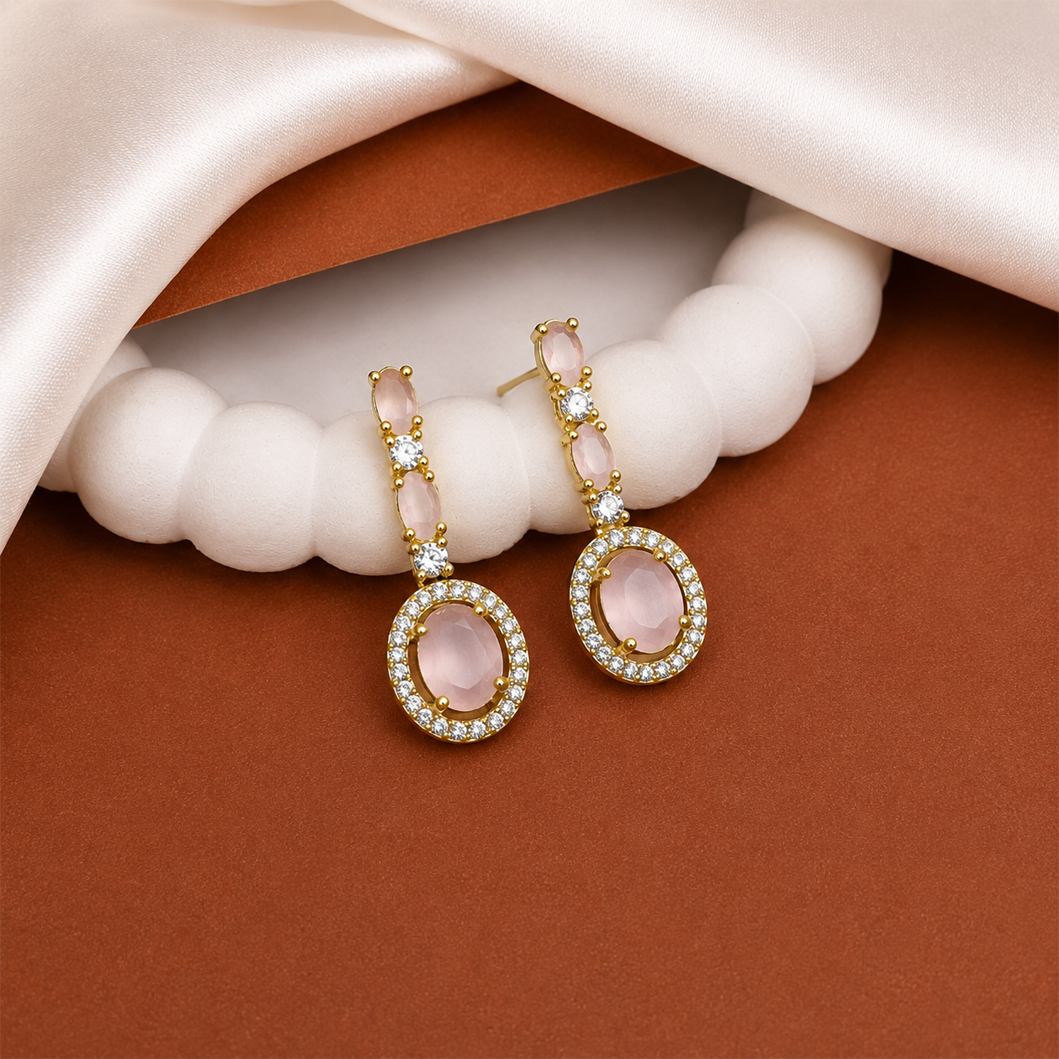 Sway CZ Stone Halo Drop Earrings for Girls & Women's