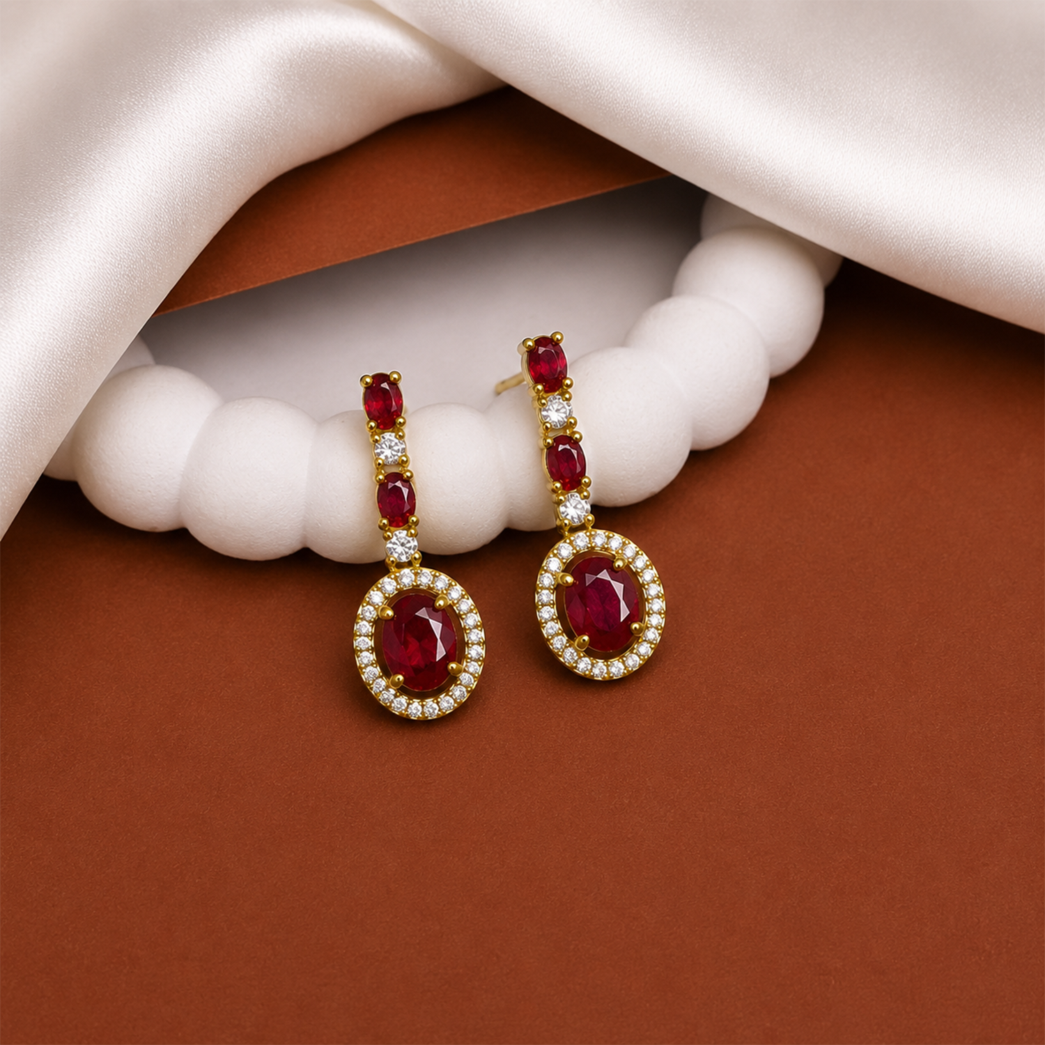 Sway CZ Stone Halo Drop Earrings for Girls & Women's