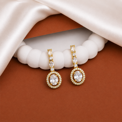 Sway CZ Stone Halo Drop Earrings for Girls & Women's