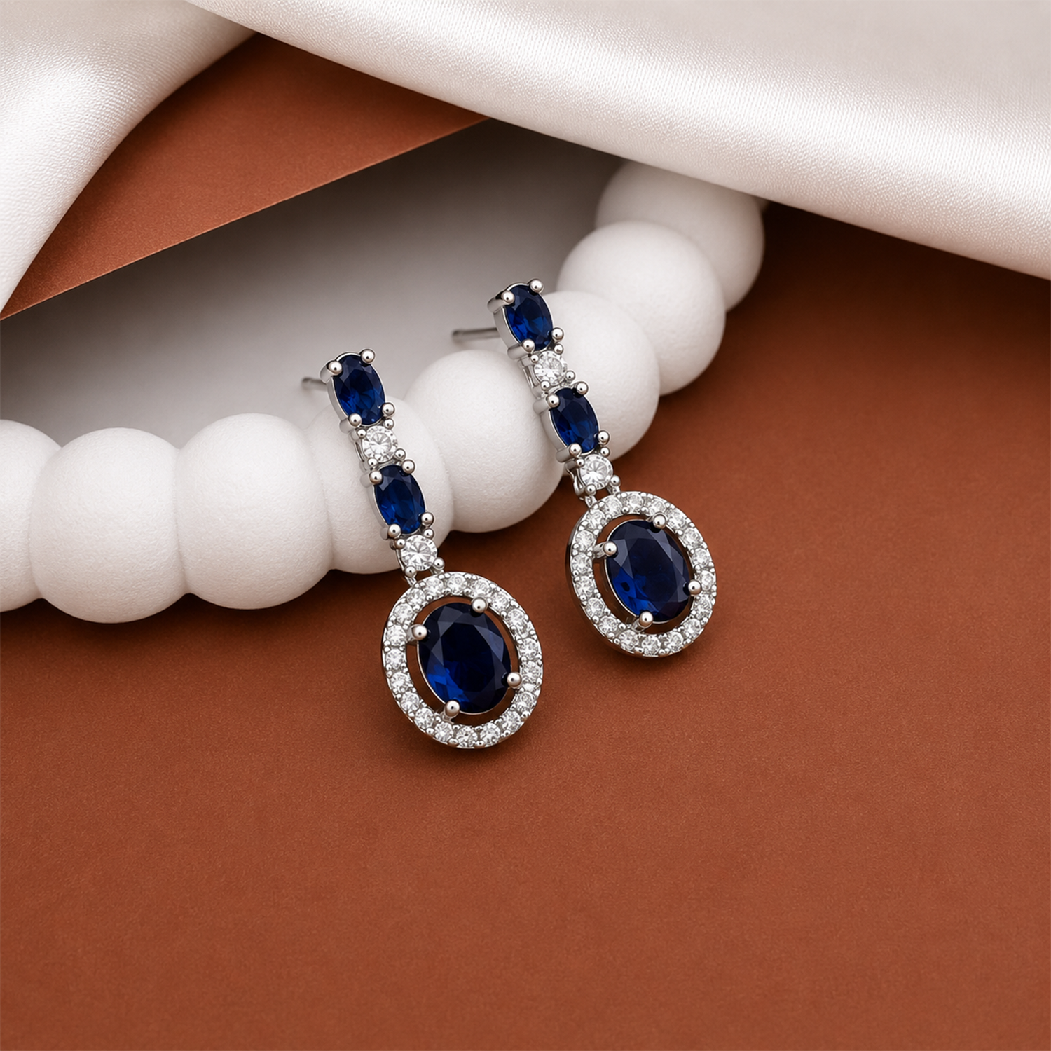 Sway CZ Stone Halo Drop Earrings for Girls & Women's