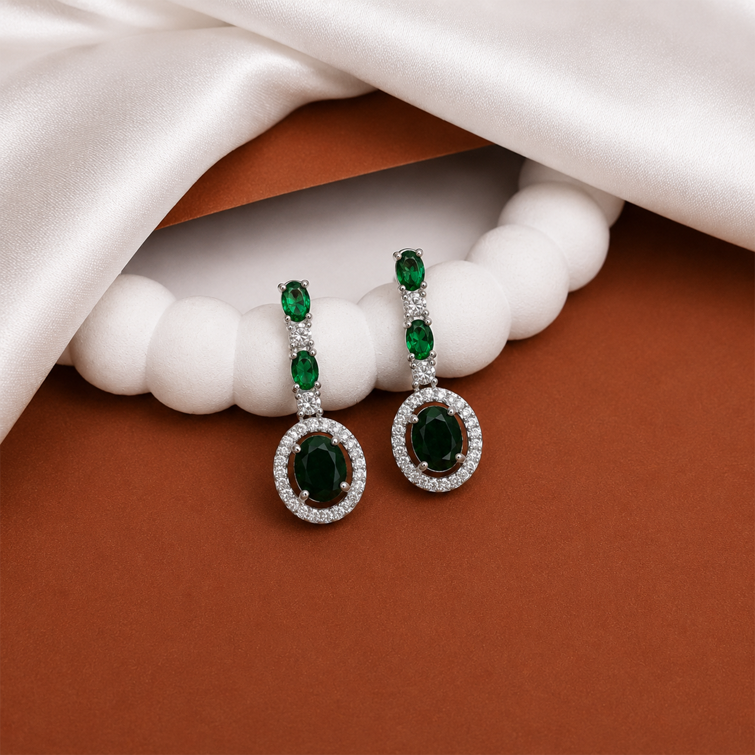 Sway CZ Stone Halo Drop Earrings for Girls & Women's