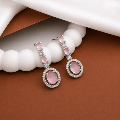 Sway CZ Stone Halo Drop Earrings for Girls & Women's