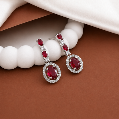 Sway CZ Stone Halo Drop Earrings for Girls & Women's