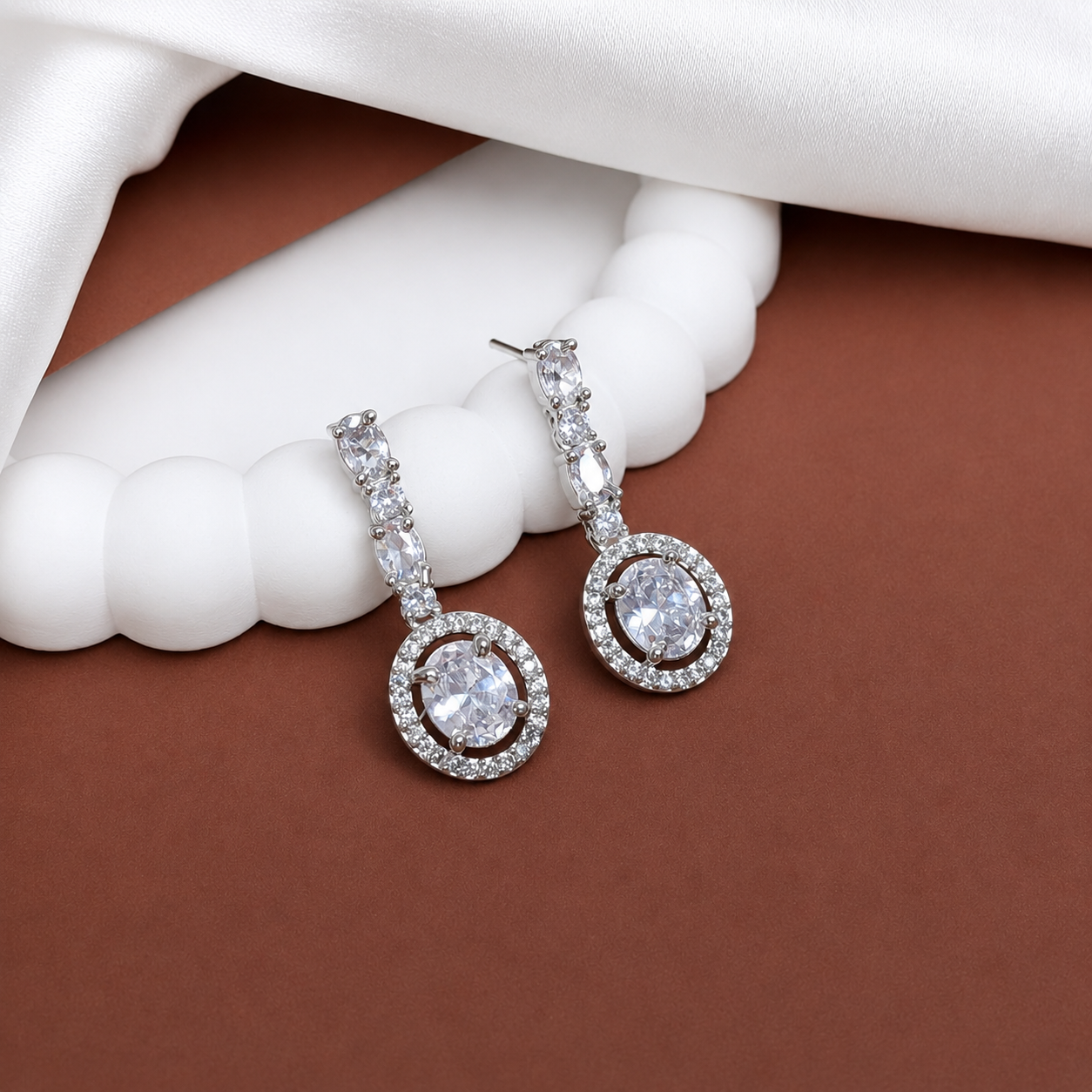 Sway CZ Stone Halo Drop Earrings for Girls & Women's