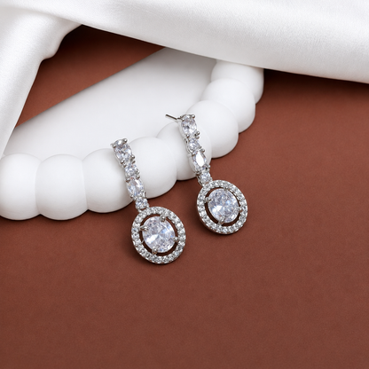 Sway CZ Stone Halo Drop Earrings for Girls & Women's