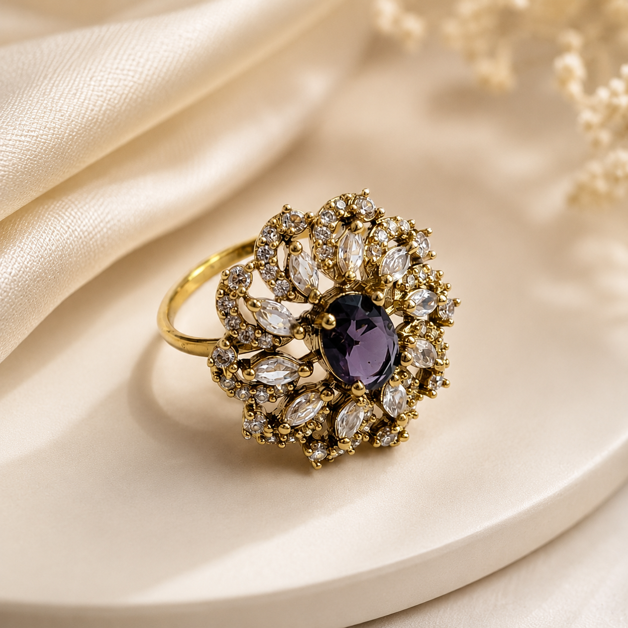 Dazzling Cluster Marquise Floral Ring for Girls & Women's