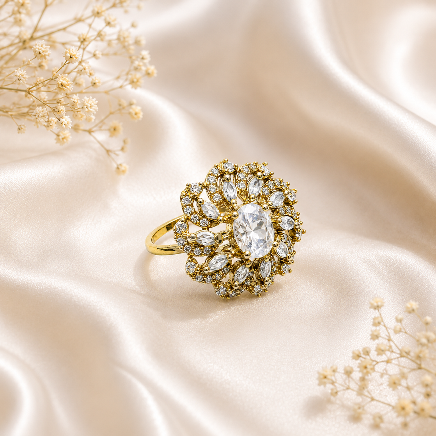 Dazzling Cluster Marquise Floral Ring for Girls & Women's