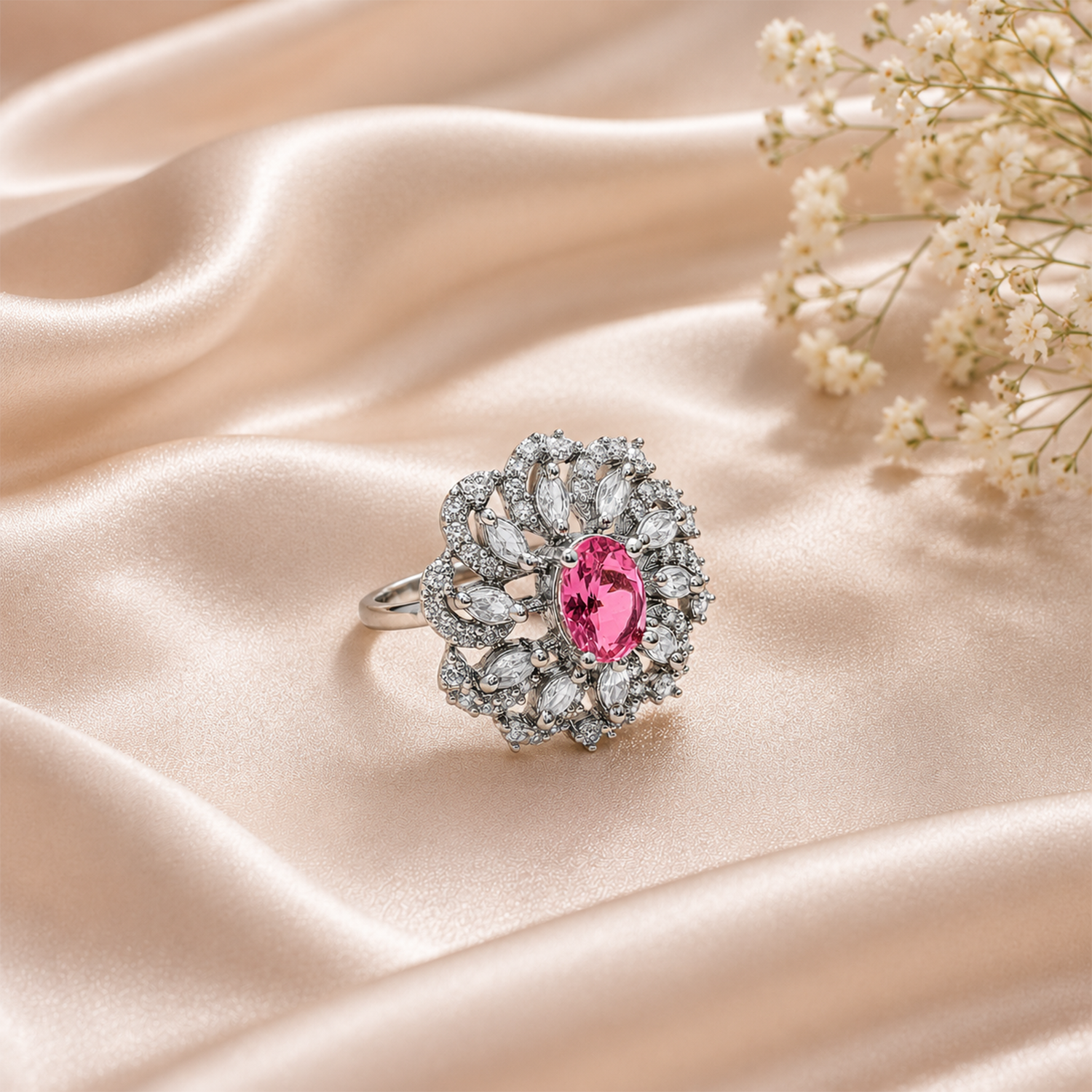 Dazzling Cluster Marquise Floral Ring for Girls & Women's