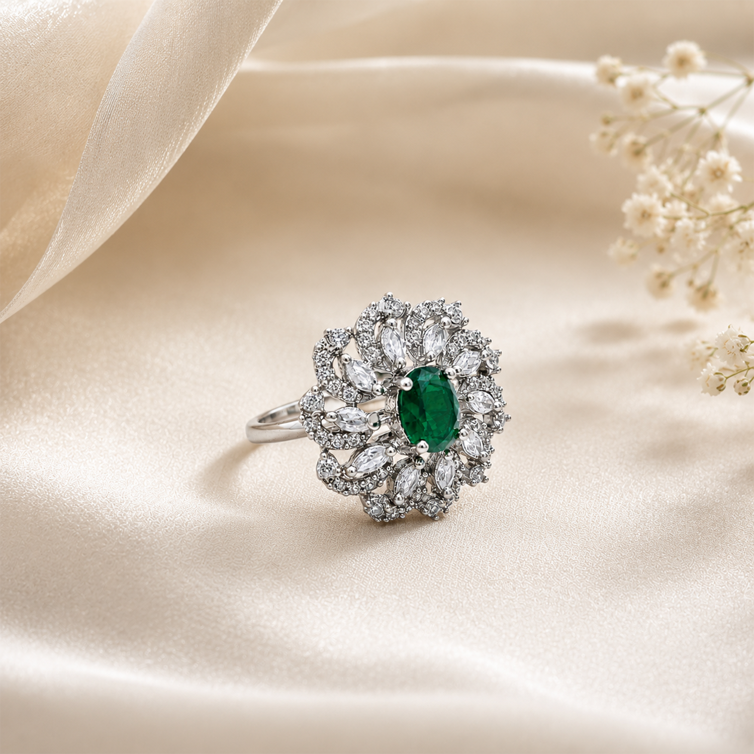 Dazzling Cluster Marquise Floral Ring for Girls & Women's