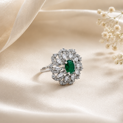 Dazzling Cluster Marquise Floral Ring for Girls & Women's