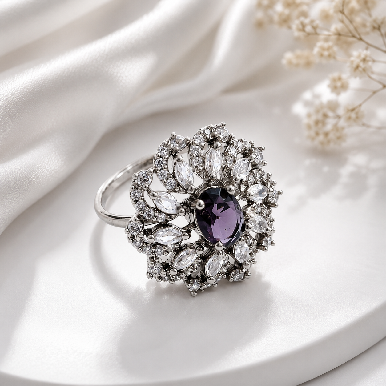 Dazzling Cluster Marquise Floral Ring for Girls & Women's