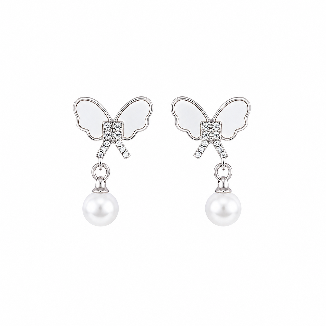 Butterfly Pearl Drop Korean Earrings for Women
