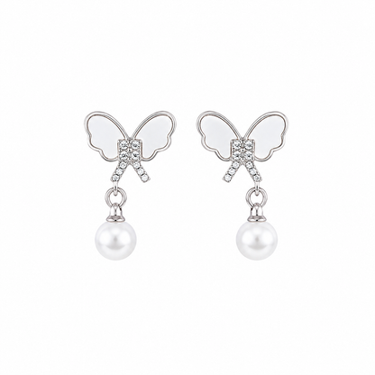 Butterfly Pearl Drop Korean Earrings for Women