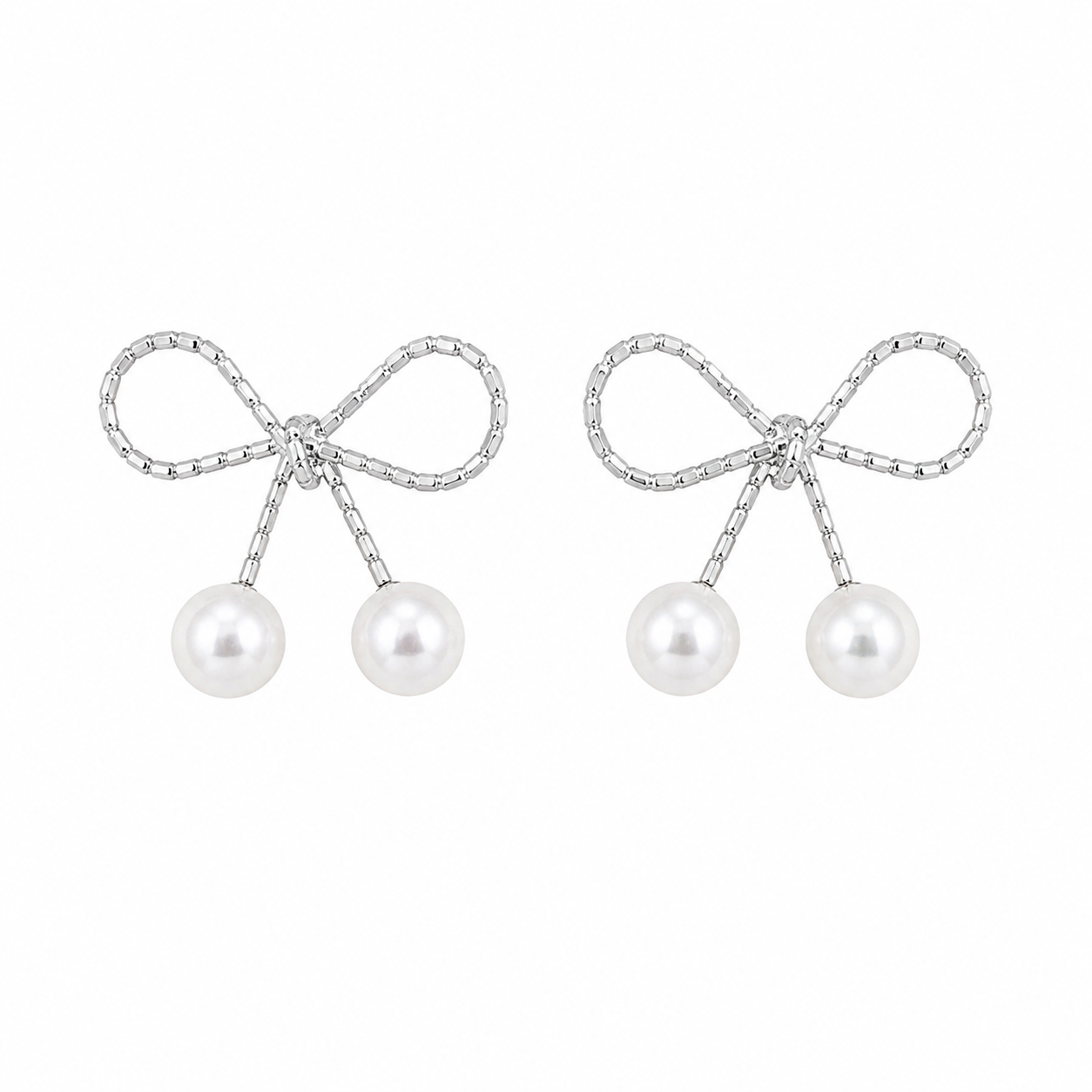 Bow Pearl Drop Korean Earrings for Women