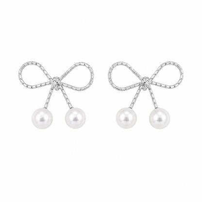 Bow Pearl Drop Korean Earrings for Women