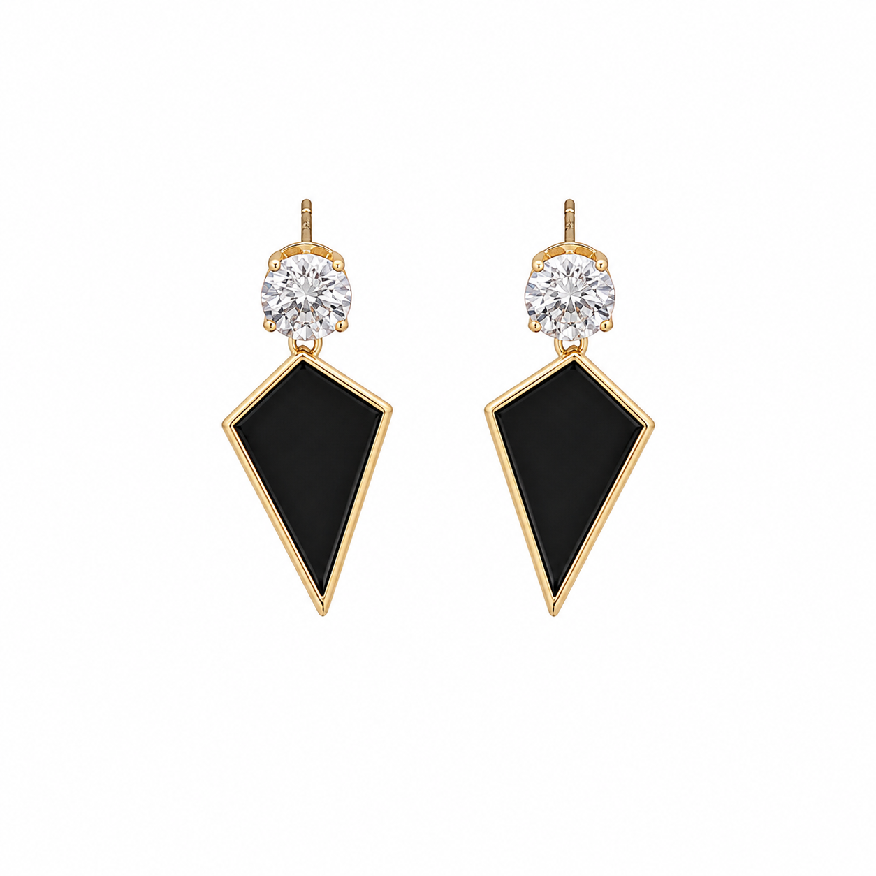Black Triangle Stud Drop Korean Earrings for Women