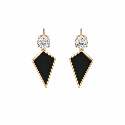 Black Triangle Stud Drop Korean Earrings for Women