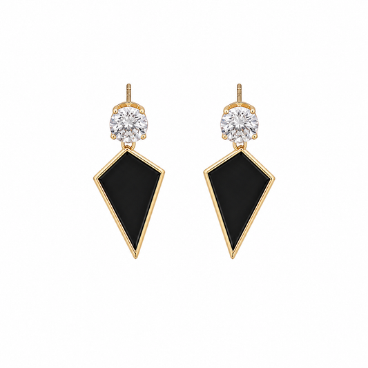 Black Triangle Stud Drop Korean Earrings for Women