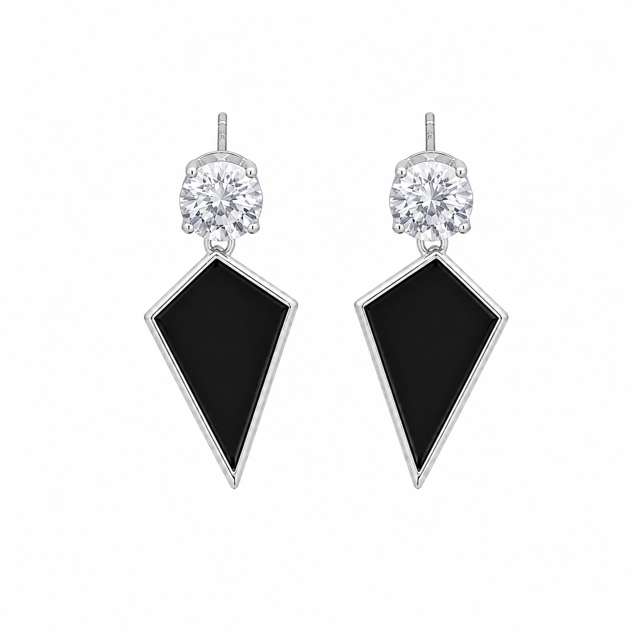 Black Triangle Stud Drop Korean Earrings for Women