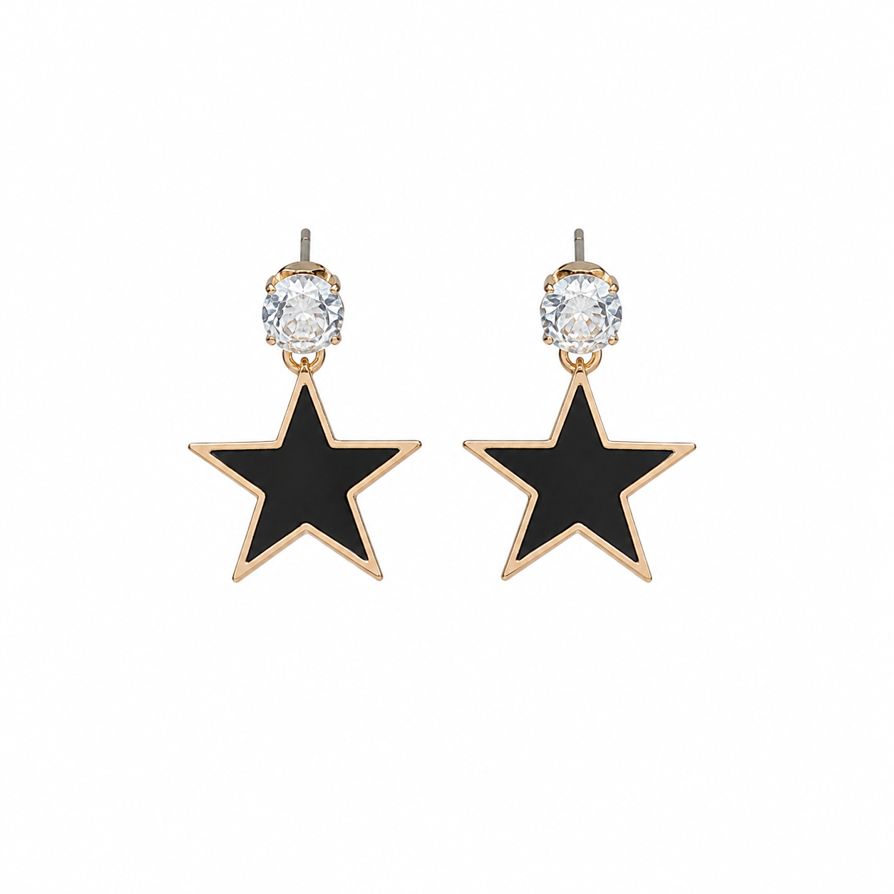 Black Star Drop Korean Earrings for Women