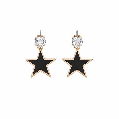 Black Star Drop Korean Earrings for Women