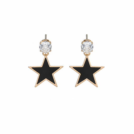 Black Star Drop Korean Earrings for Women