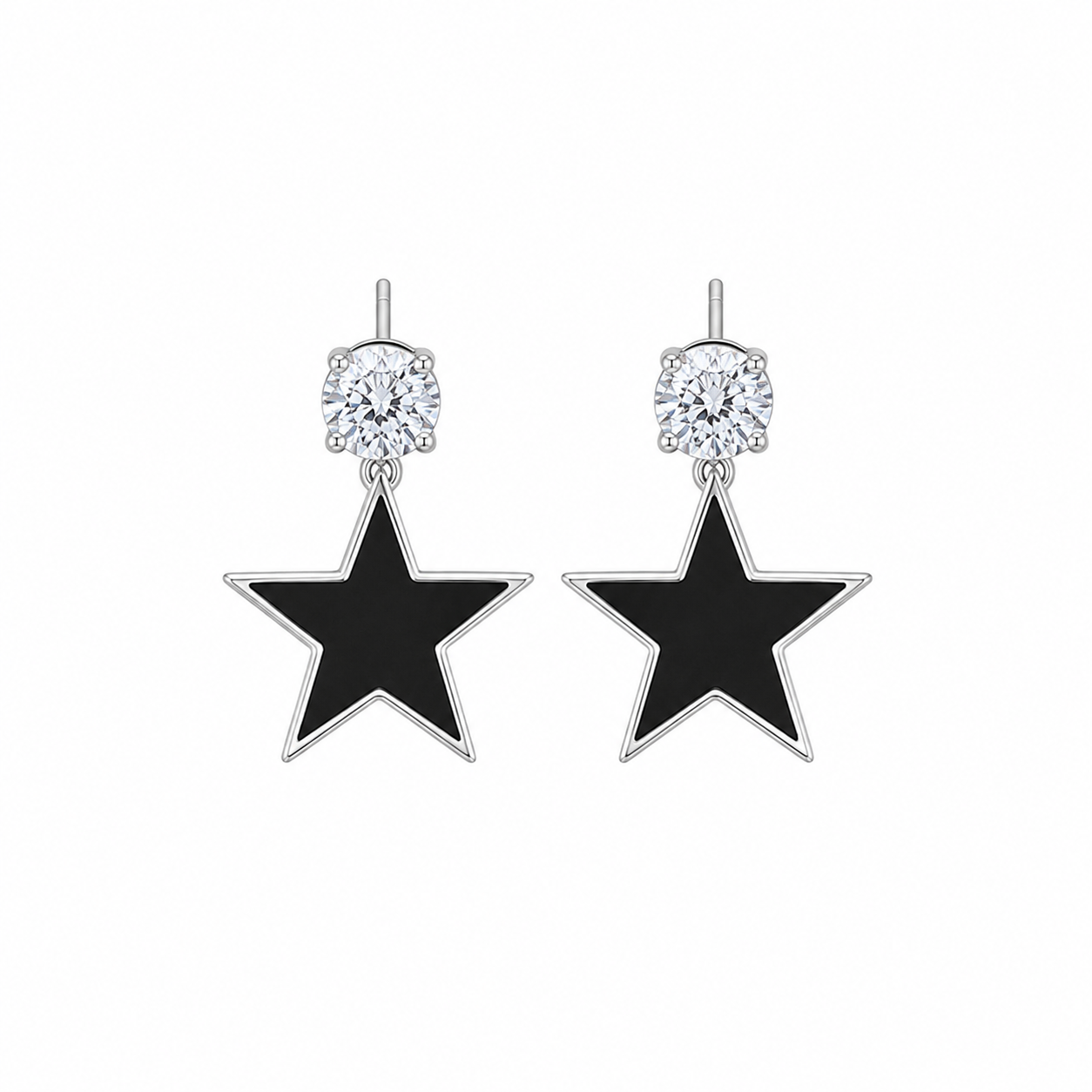 Black Star Drop Korean Earrings for Women