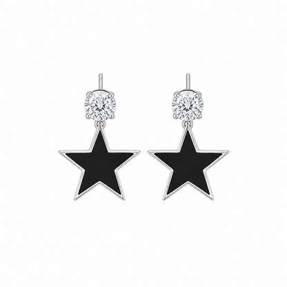 Black Star Drop Korean Earrings for Women
