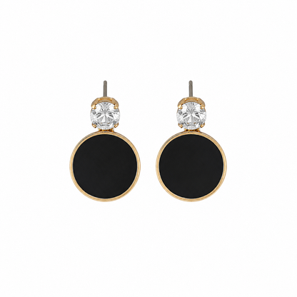 Black Round Drop Korean Earrings for Women