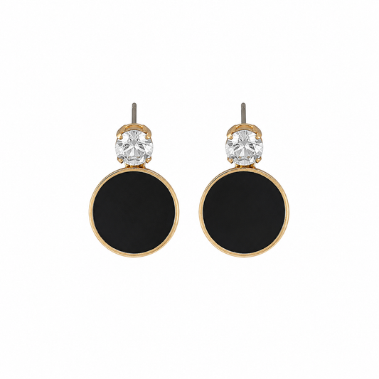 Black Round Drop Korean Earrings for Women
