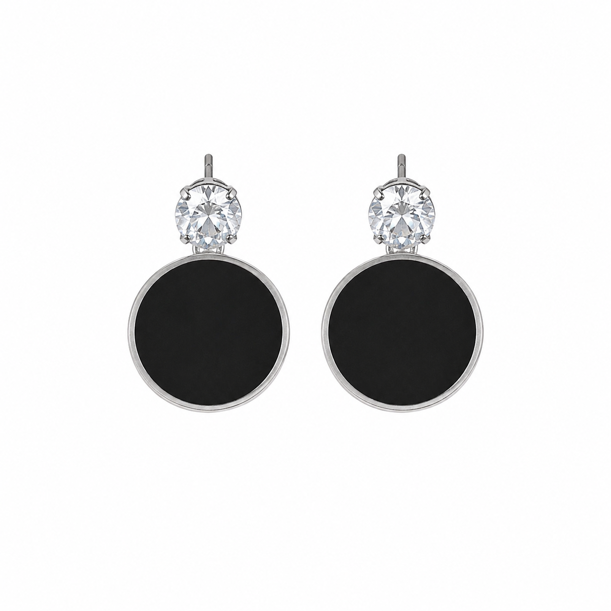 Black Round Drop Korean Earrings for Women