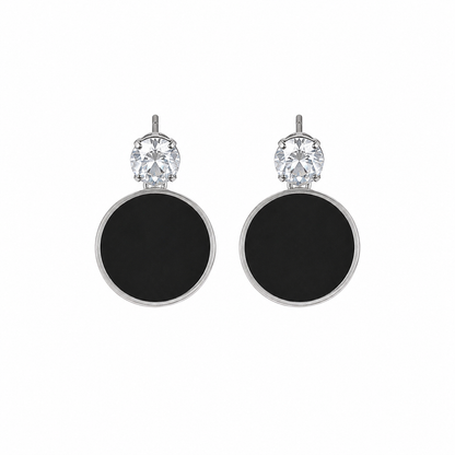Black Round Drop Korean Earrings for Women