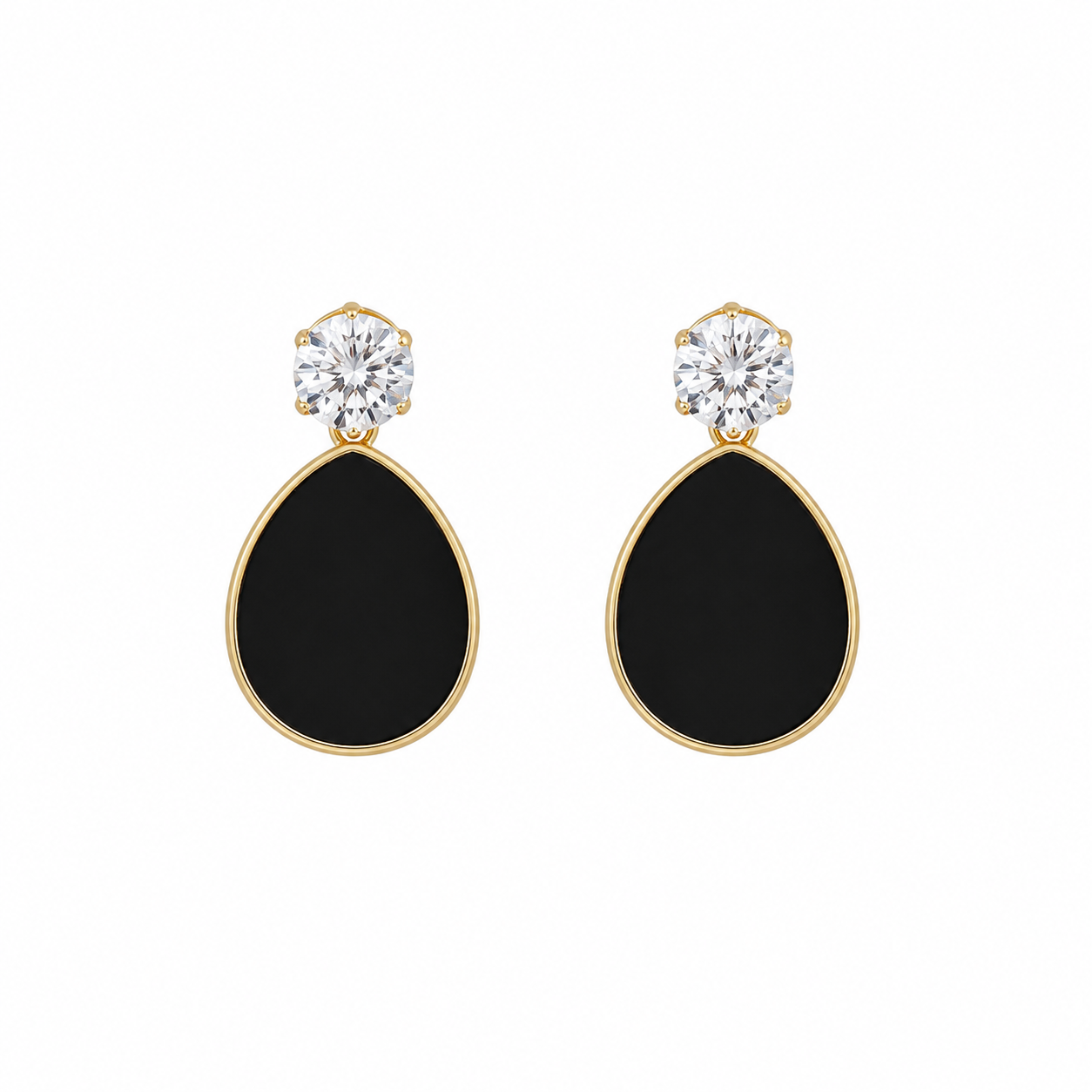 Black Teadrop Drop Korean Earrings for Women