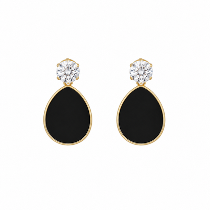 Black Teadrop Drop Korean Earrings for Women