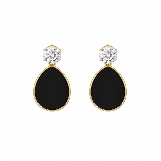 Black Teadrop Drop Korean Earrings for Women