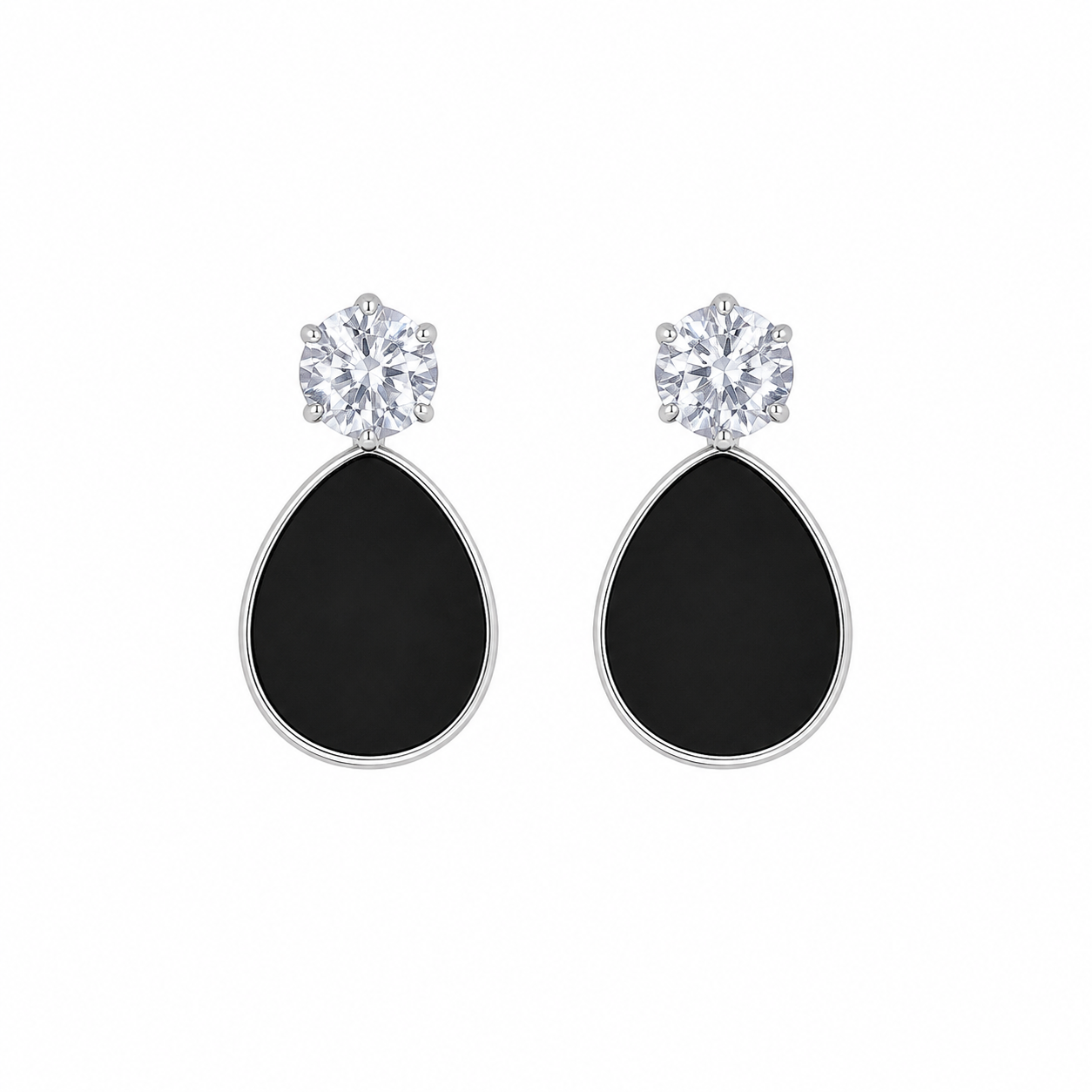 Black Teadrop Drop Korean Earrings for Women