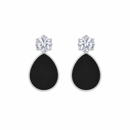 Black Teadrop Drop Korean Earrings for Women