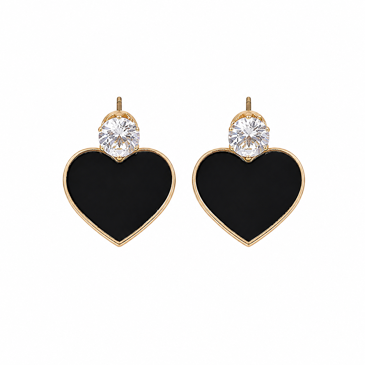 Black Heart Stud Korean Earrings for Women & Girls